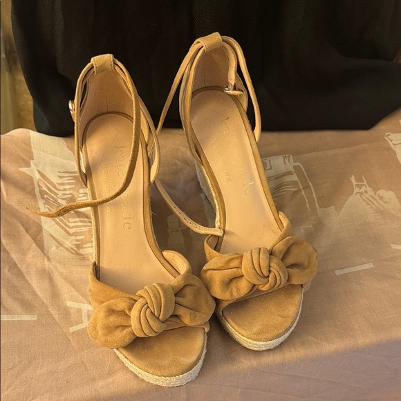 Kate Spade Brown Wedge Sandals with Knot